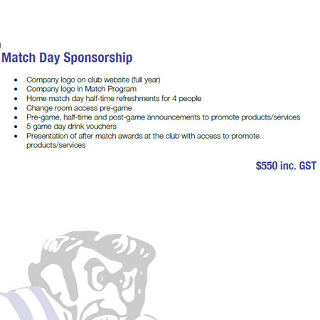 Sponsorship - Home Match Day