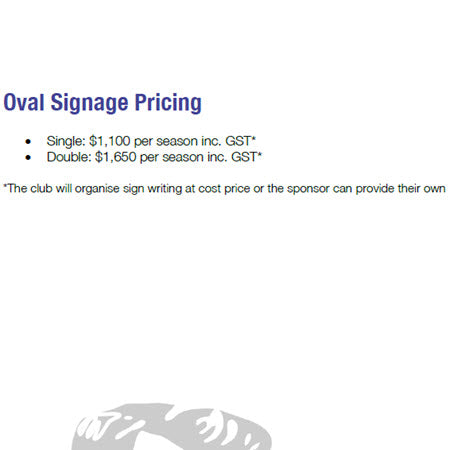 Sponsorship - Oval Signage